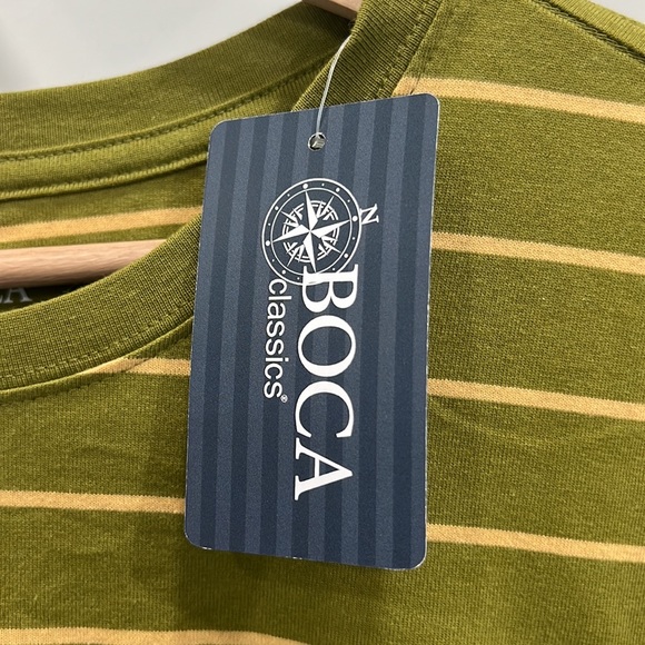 Mens Boca Classics Quick-Dry/UPF Protection Green Striped Pocket Shirt - NWT - Picture 5 of 8